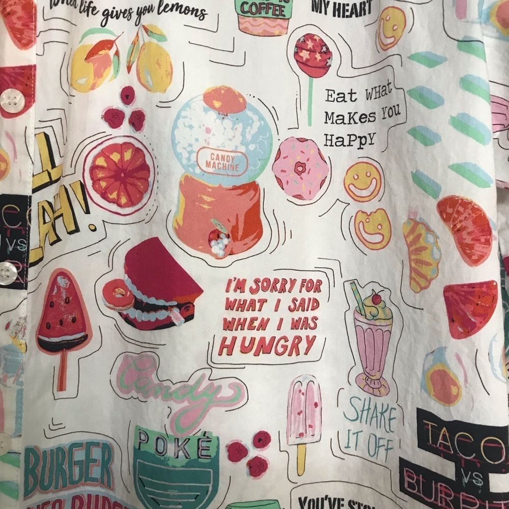 Zara Colorful Graphic Print Button-Up Tunic OVERSIZED - Picture 9 of 11